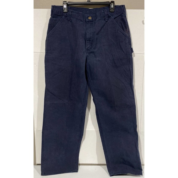 Carhartt Men’s Dungaree Fit Blue Carpenter Work Pants Sz 36 X 32 Style B11 MDT - Picture 1 of 12